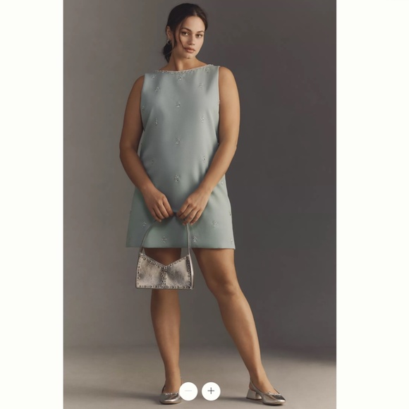 Anthropologie Atsu Crystal-Embellished Bow Mini Dress - Picture 1 of 7